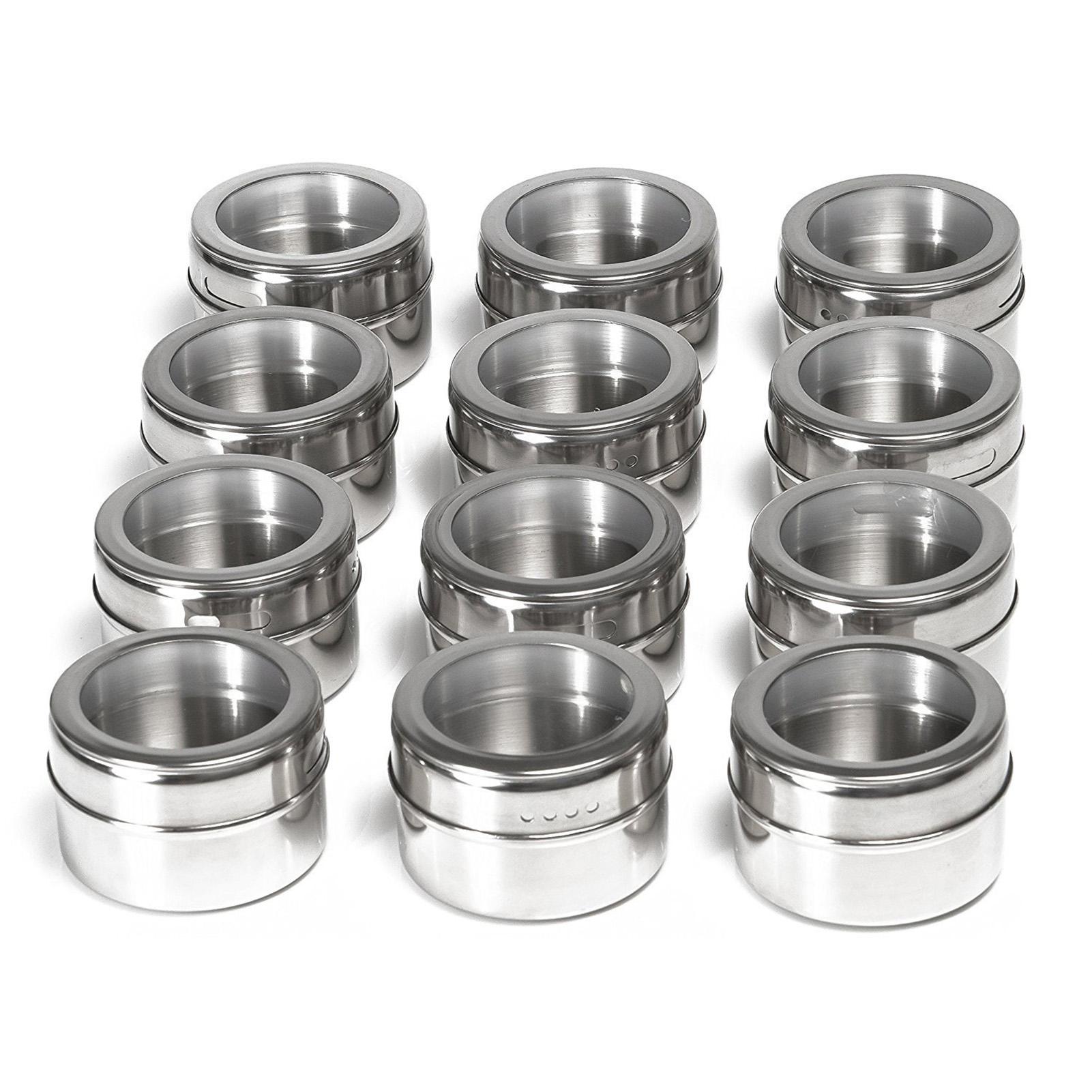 12 Piece Magnetic Stainless Steel Spice Jars Set Kitchen Storage Containers With See Through Lid For Home Cooking Outdoor BBQ
12 Piece Magnetic Stainless Steel Spice Jars Set Kitchen Storage Containers With See Through Lid For Home Cooking Outdoor BBQ