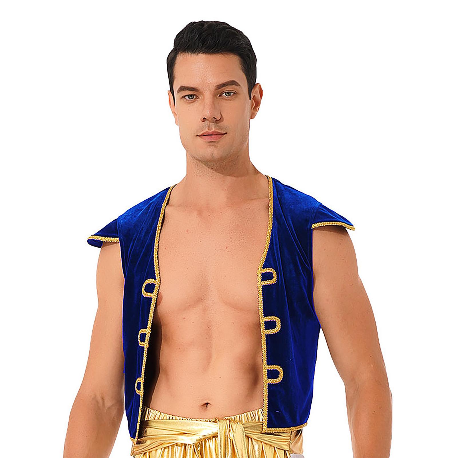 Mens Arabian Prince Costume Cap Sleeve V Neckline Braided Trimming Vest Waistcoat Halloween Cosplay Dress Up M королівський синій колір
Mens Arabian Prince Costume Cap Sleeve V Neckline Braided Trimming Vest Waistcoat Halloween Cosplay Dress Up M королівський синій колір