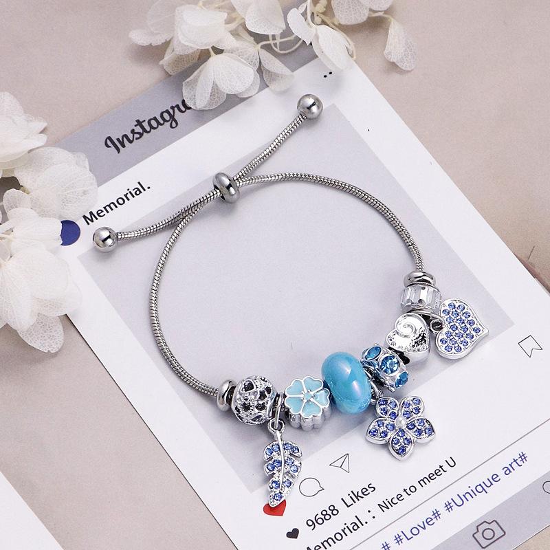 Adjustable Pull Chain Beaded Bracelet with Five Petal Flower Heart Design Diamond Jewelry Accessory синій
Adjustable Pull Chain Beaded Bracelet with Five Petal Flower Heart Design Diamond Jewelry Accessory синій