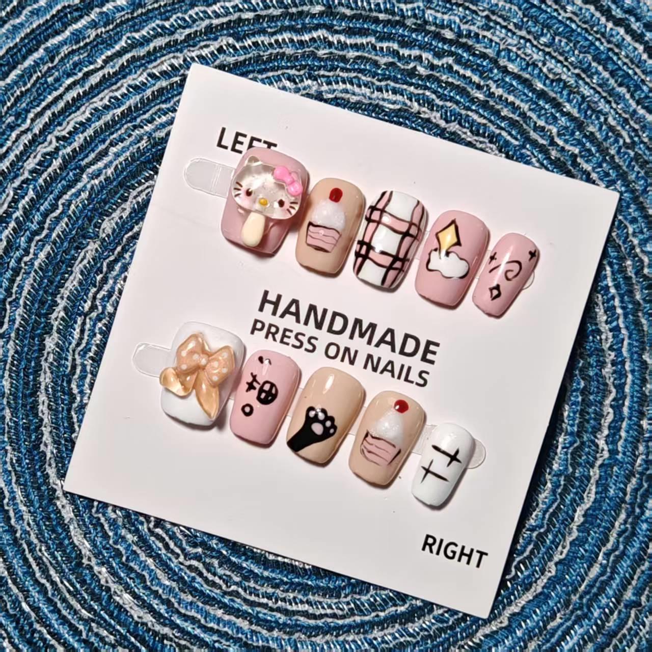 Cute Wearable Handmade 3D Painted Short Nails - Dopamine Colors Removable False Tips for Daily Manicure Large L
Cute Wearable Handmade 3D Painted Short Nails - Dopamine Colors Removable False Tips for Daily Manicure Large L
