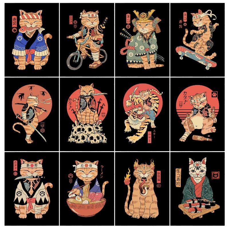 Japanese Retro Style Tattoo Samurai Cat Ramen Cartoon Posters Prints Canvas Painting Wall Art Picture Living Room Home Decor 21cm×30cm NoFrame
Japanese Retro Style Tattoo Samurai Cat Ramen Cartoon Posters Prints Canvas Painting Wall Art Picture Living Room Home Decor 21cm×30cm NoFrame