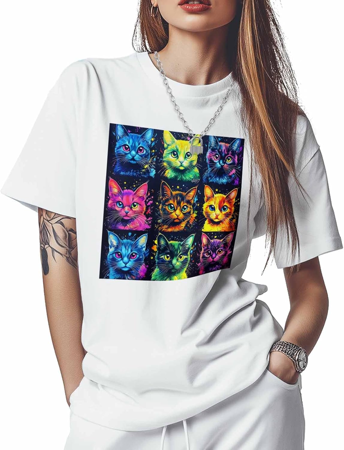 T Shirts for Women Graphic Tees Cool Colorful Cat Crew Neck Short Sleeve Shirts for Women Black Plaid Casual T-Shirt 5XL різнокольоровий
T Shirts for Women Graphic Tees Cool Colorful Cat Crew Neck Short Sleeve Shirts for Women Black Plaid Casual T-Shirt 5XL різнокольоровий
