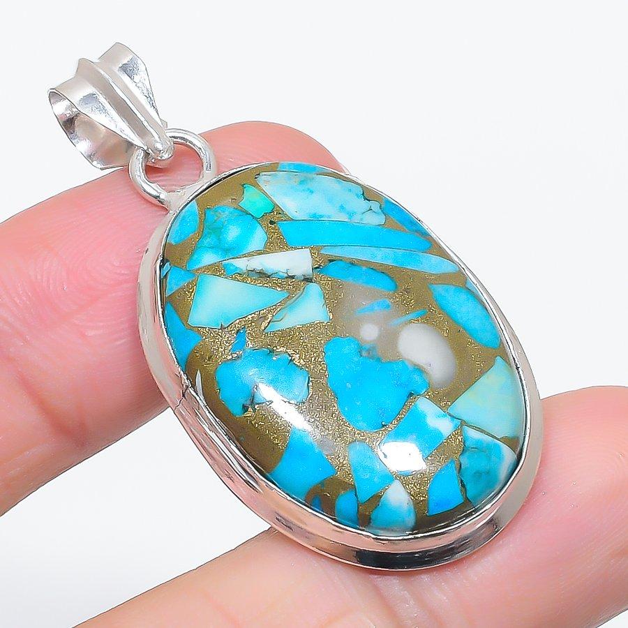 Natural Copper Blue Turquoise 925 Sterling Silver Jewelry Pendant 1.89 f6P93
Natural Copper Blue Turquoise 925 Sterling Silver Jewelry Pendant 1.89 f6P93
