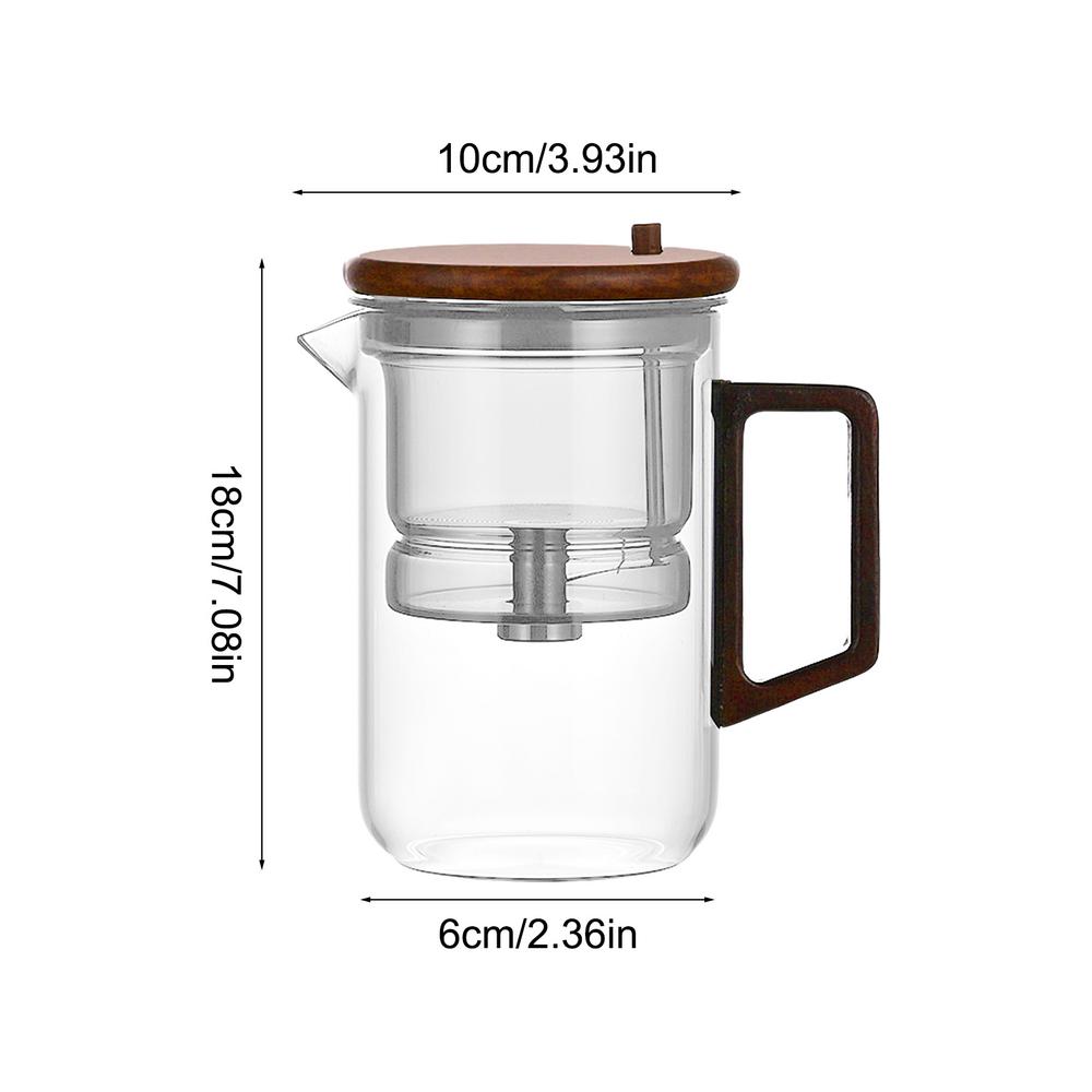 Прозрачный чайник для чая с деревянной ручкой, стеклянный чайник для разделения воды, стильный стеклянный чайник для цветочного чая, зеленый красный
