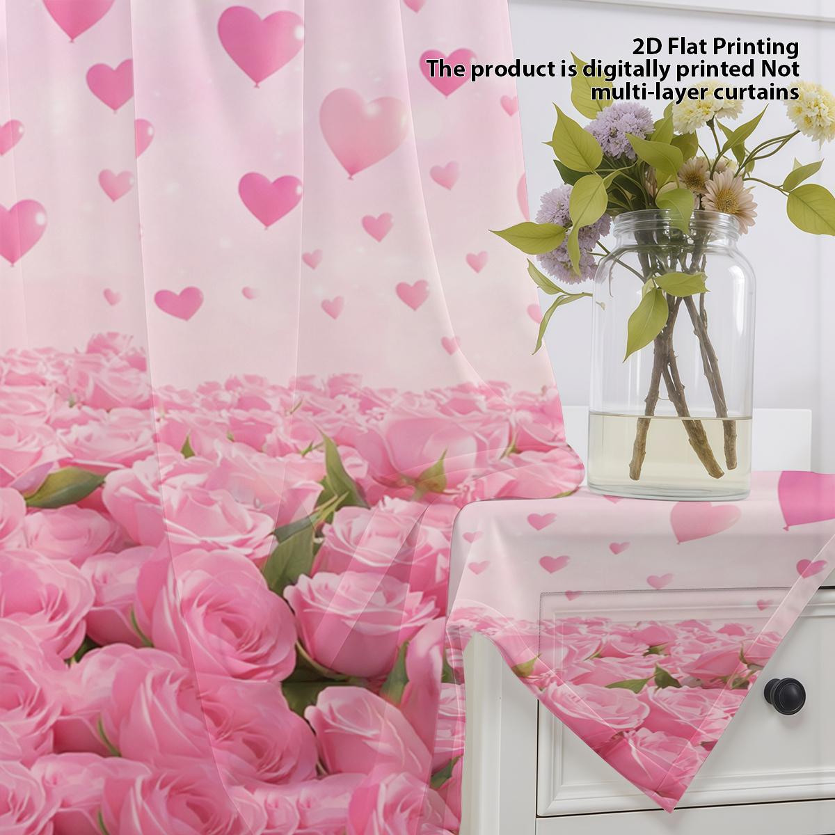 Single Panel Pink Rose Heart Window Curtain Romantic Living Room Bedroom Girl Decorative Light Filtering For Sitting Made Of Polyester With Rod Pocket W100*H70(CM)-Hooks&1PCS
Single Panel Pink Rose Heart Window Curtain Romantic Living Room Bedroom Girl Decorative Light Filtering For Sitting Made Of Polyester With Rod Pocket W100*H70(CM)-Hooks&1PCS