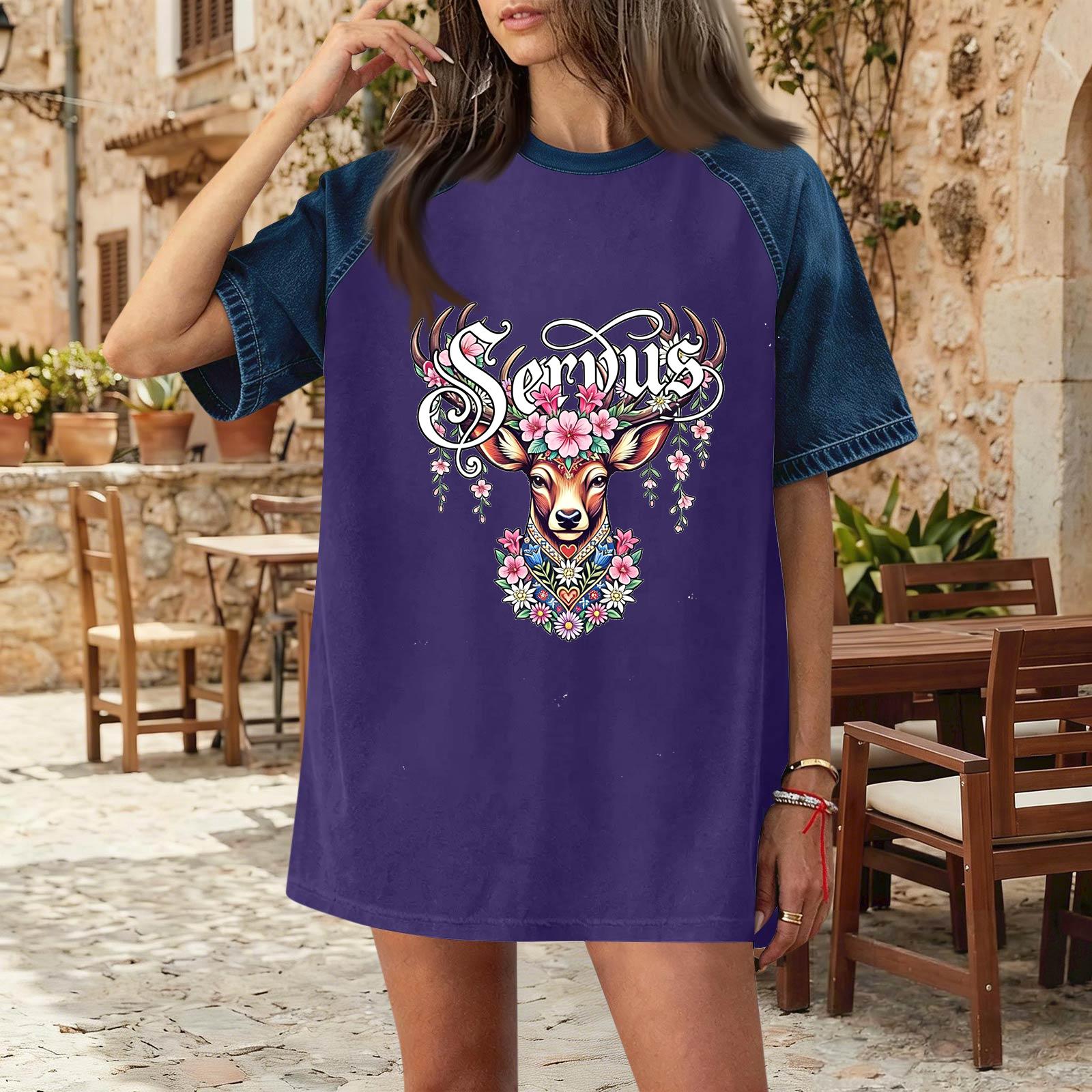 Casual Women Denim Patchwork Oktoberfest Graphic T Shirt Short Sleeve Comfortable Loose Fit Tee Top for Daily Wear XL фіолетовий
Casual Women Denim Patchwork Oktoberfest Graphic T Shirt Short Sleeve Comfortable Loose Fit Tee Top for Daily Wear XL фіолетовий