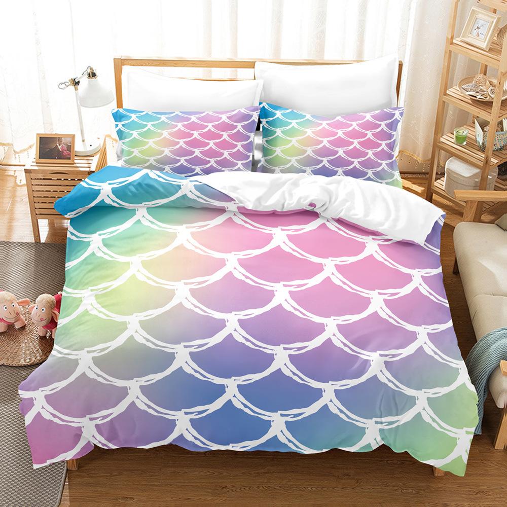 Laser Gradual Change Fish Scale 3D Digital Printing Three-Piece Quilt Cover Pillowcase Home Textile Bed Sheet Kit 135 * 200
Laser Gradual Change Fish Scale 3D Digital Printing Three-Piece Quilt Cover Pillowcase Home Textile Bed Sheet Kit 135 * 200