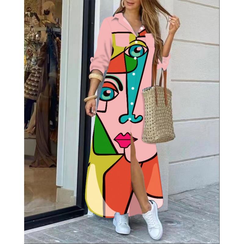 Fashion Long Sleeve Print Women Loose Fit Casual Maxi Dress M
Fashion Long Sleeve Print Women Loose Fit Casual Maxi Dress M