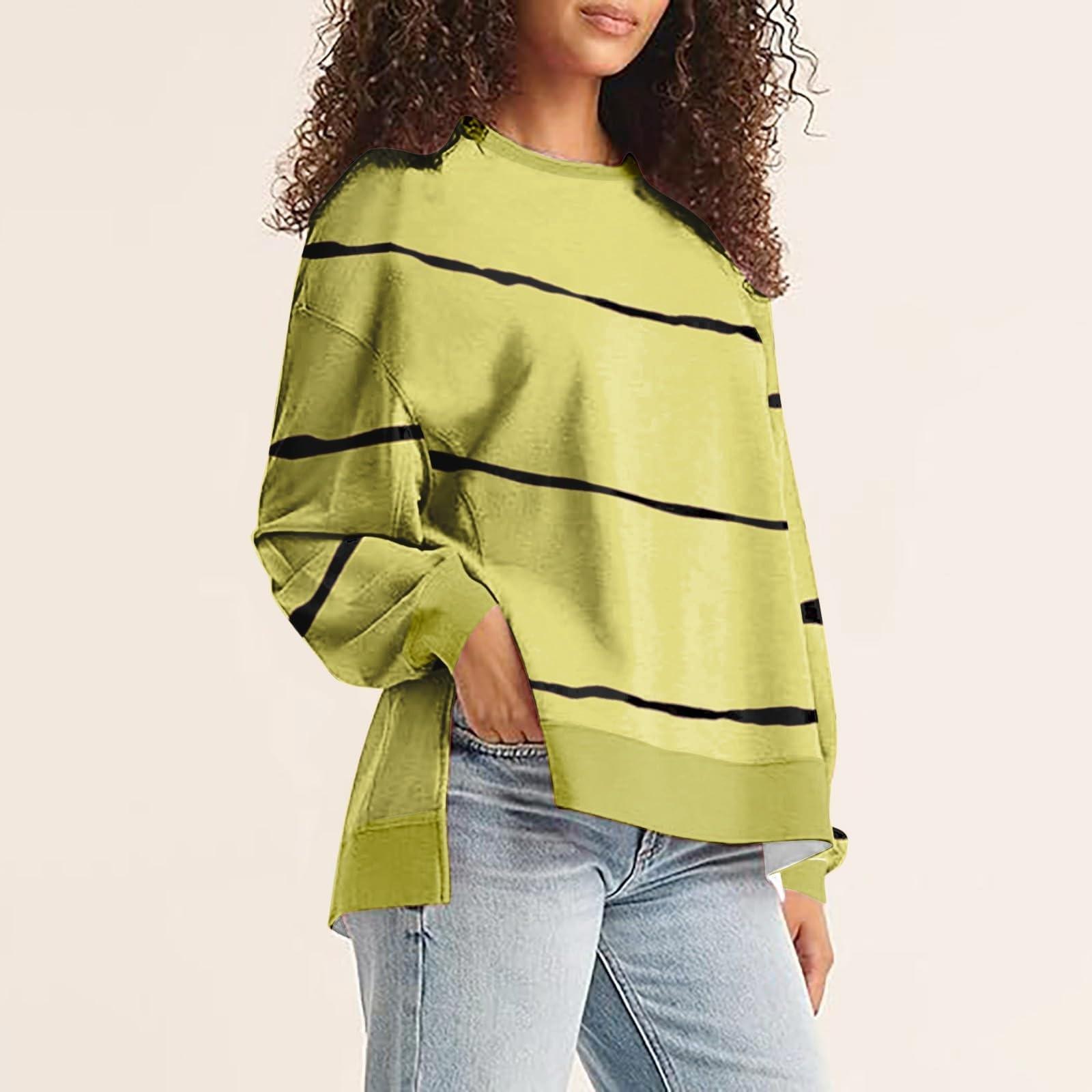 Женская повседневная свободная толстовка-пуловер с принтом в полоску, с длинными рукавами, с разрезом XL жёлтый
Женская повседневная свободная толстовка-пуловер с принтом в полоску, с длинными рукавами, с разрезом XL жёлтый
