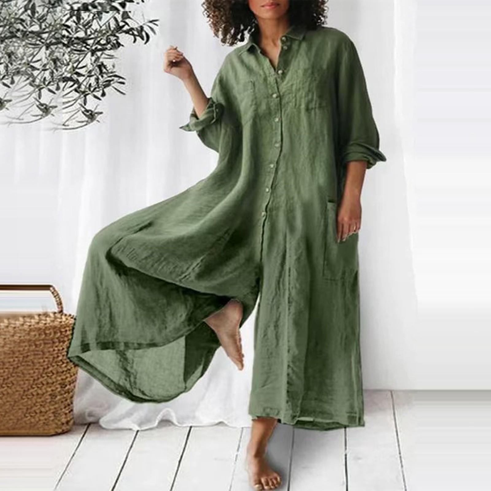 Женский модный свободный повседневный однотонный комбинезон с рукавами 3/4 и v-образным вырезом на пуговицах L зелёный
Женский модный свободный повседневный однотонный комбинезон с рукавами 3/4 и v-образным вырезом на пуговицах L зелёный