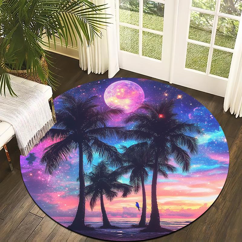 Dreamy palm tree Flannel-printed round floor mats are slip-resistant Suitable for living room bedroom terrace garden carpets 60cm
Dreamy palm tree Flannel-printed round floor mats are slip-resistant Suitable for living room bedroom terrace garden carpets 60cm