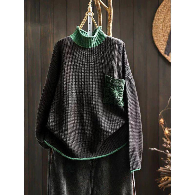 Женский винтажный свободный свитер с круглым вырезом и заплатками, повседневный свитер с длинными рукавами в китайском стиле One size серый
Женский винтажный свободный свитер с круглым вырезом и заплатками, повседневный свитер с длинными рукавами в китайском стиле One size серый