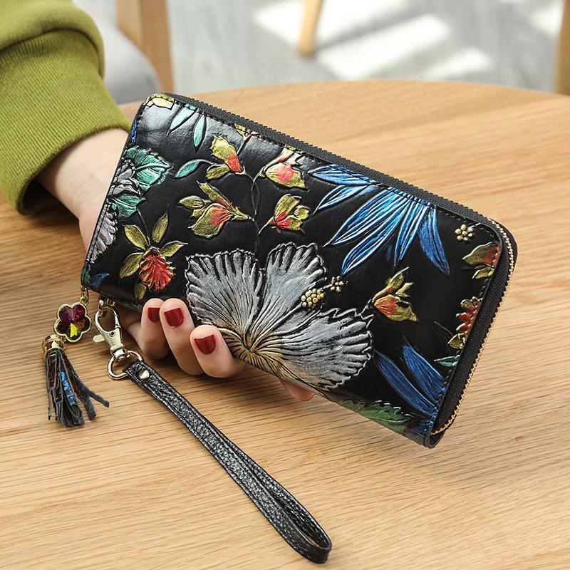 RFID Women Wallets Genuine Leather Coin Purse Floral Ladies Leather Wallet Big Female Cowhide Clutch Bag
RFID Women Wallets Genuine Leather Coin Purse Floral Ladies Leather Wallet Big Female Cowhide Clutch Bag