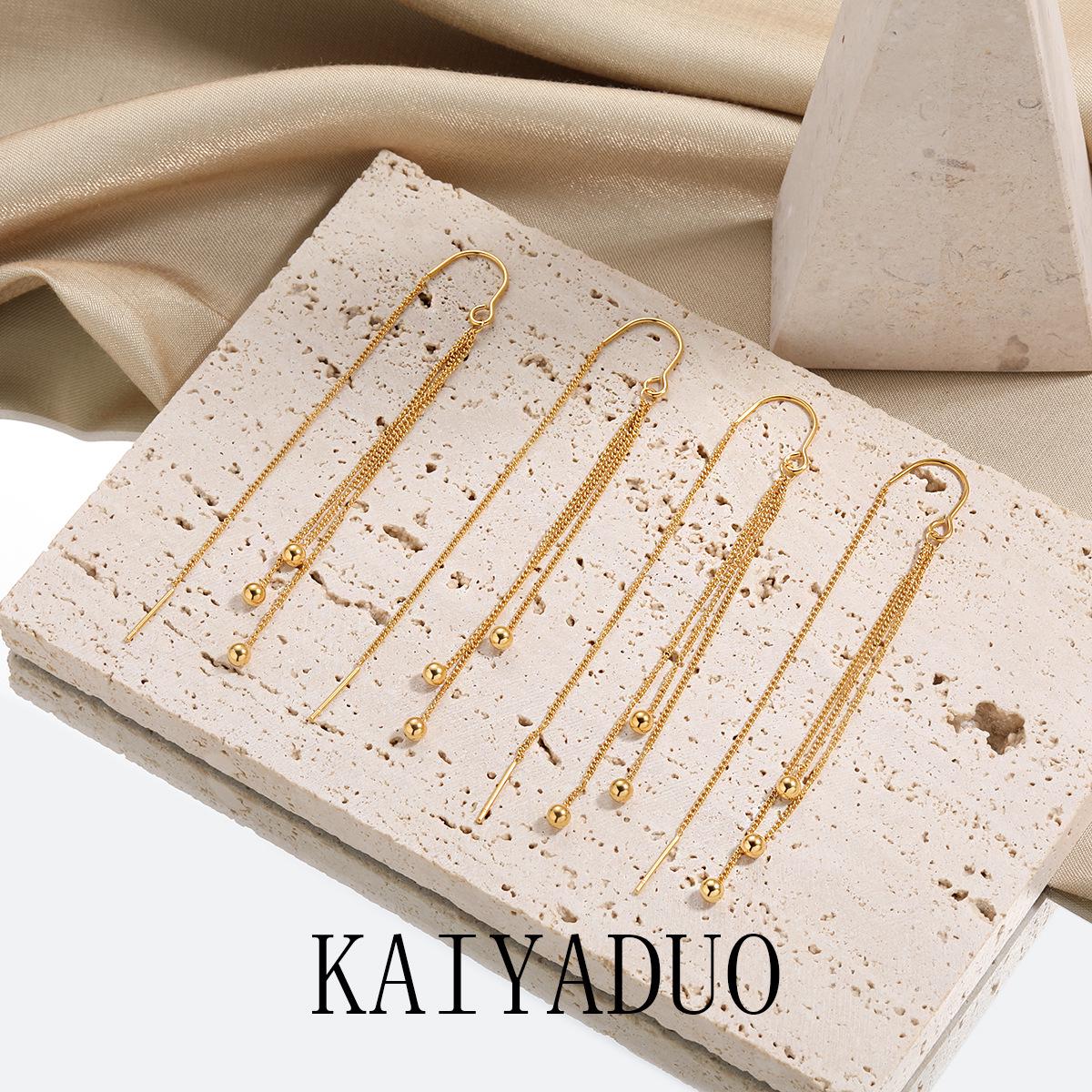 Dongdaemun Niche Gold-Plated Tassel Bead Earrings - Fashionable, Versatile Titanium Steel
Dongdaemun Niche Gold-Plated Tassel Bead Earrings - Fashionable, Versatile Titanium Steel