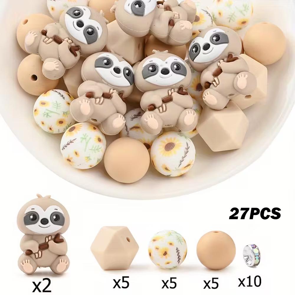 27PCS 4-color cute sloth silicone bead set, perfect for DIY handmade crafts such as keychains, necklaces, bracelets, etc
27PCS 4-color cute sloth silicone bead set, perfect for DIY handmade crafts such as keychains, necklaces, bracelets, etc