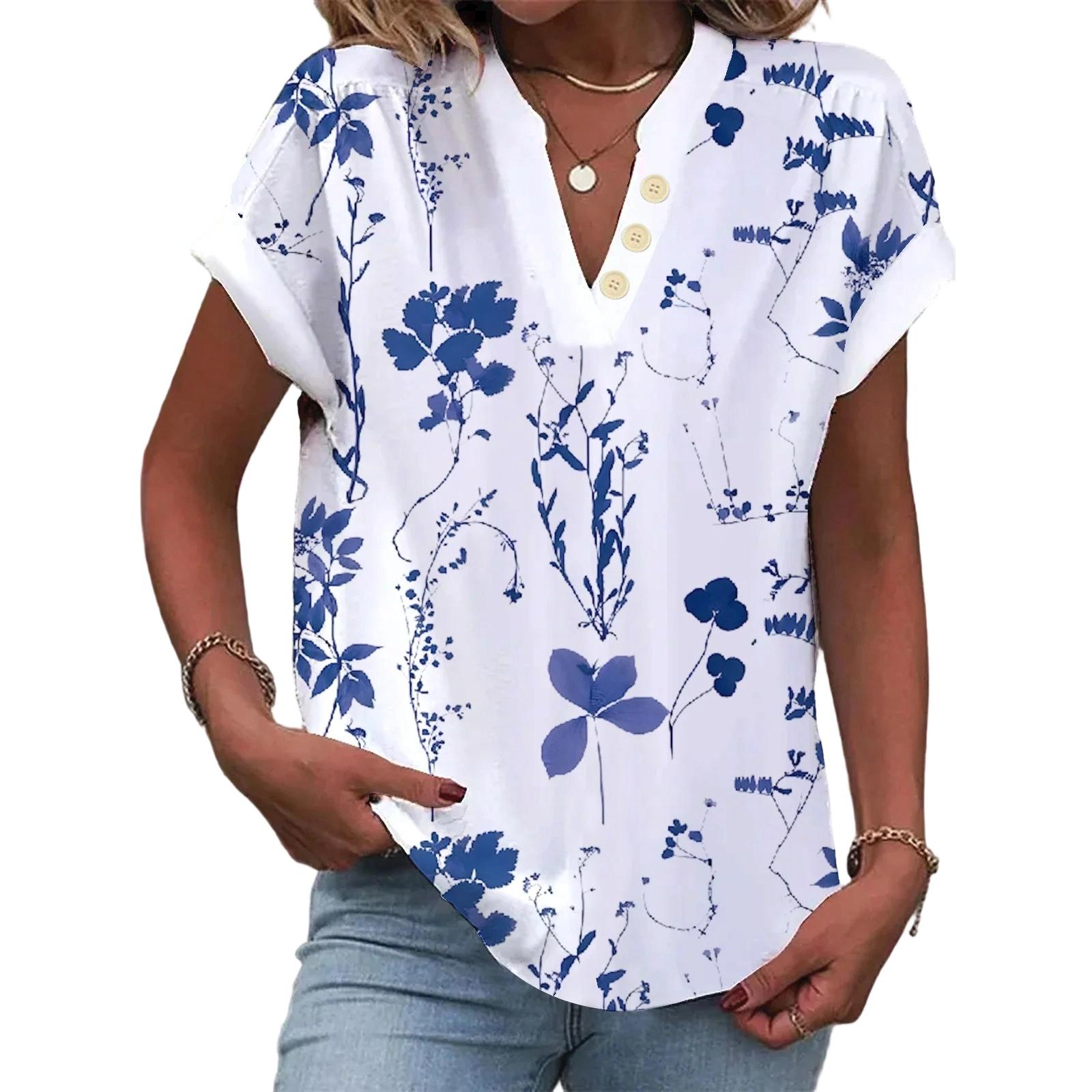 Women Casual V Neck Short Sleeve Shirt Floral Print Lightweight Button Down Summer Blouse Relaxed Fit L
Women Casual V Neck Short Sleeve Shirt Floral Print Lightweight Button Down Summer Blouse Relaxed Fit L