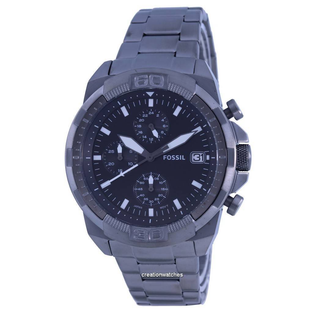 Fossil Bronson Кварцевые мужские часы с хронографом из нержавеющей стали с черным циферблатом FS5852
Fossil Bronson Кварцевые мужские часы с хронографом из нержавеющей стали с черным циферблатом FS5852