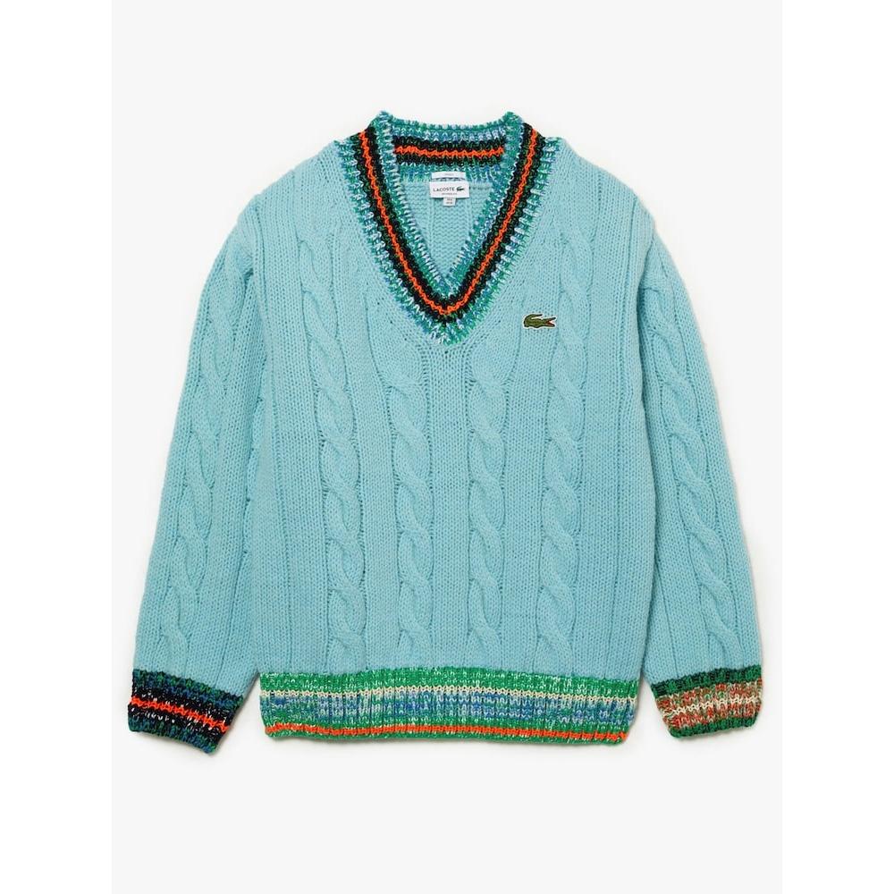 LACOSTE Men s V neck Tennis Cable Sweater AH0816 53N PIW Q2NAH0816 53NPIW