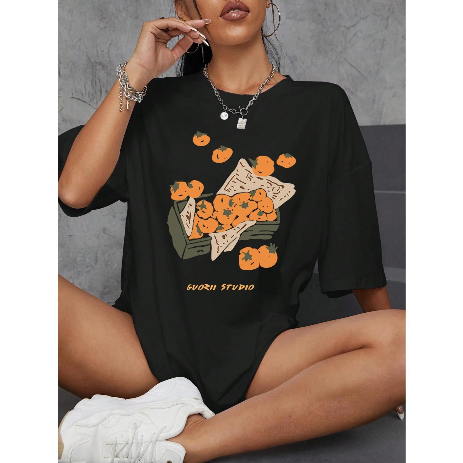 A Box Of Persimmon Patterns Printing T Shirts Comfortable Sports Tees Daily Versatile Clothing Harajuku Soft T Shirts Women S чёрный
A Box Of Persimmon Patterns Printing T Shirts Comfortable Sports Tees Daily Versatile Clothing Harajuku Soft T Shirts Women S чёрный