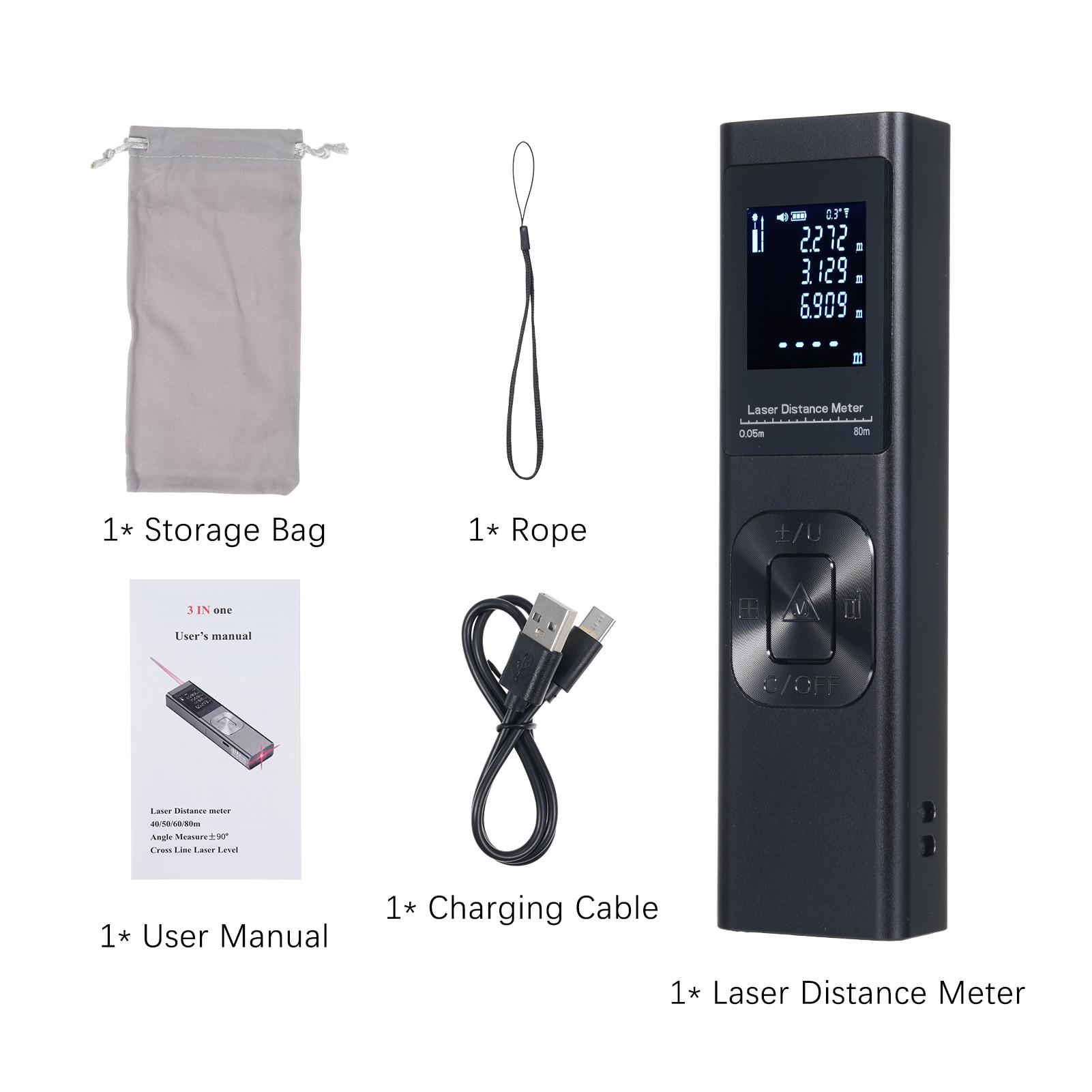3 in 1 Laser Distance Meter Cross Line Laser Level Electric Angle Sensor Backlit LCD Distance Area Volume Pythagorean Measuremen 60m чорний
3 in 1 Laser Distance Meter Cross Line Laser Level Electric Angle Sensor Backlit LCD Distance Area Volume Pythagorean Measuremen 60m чорний