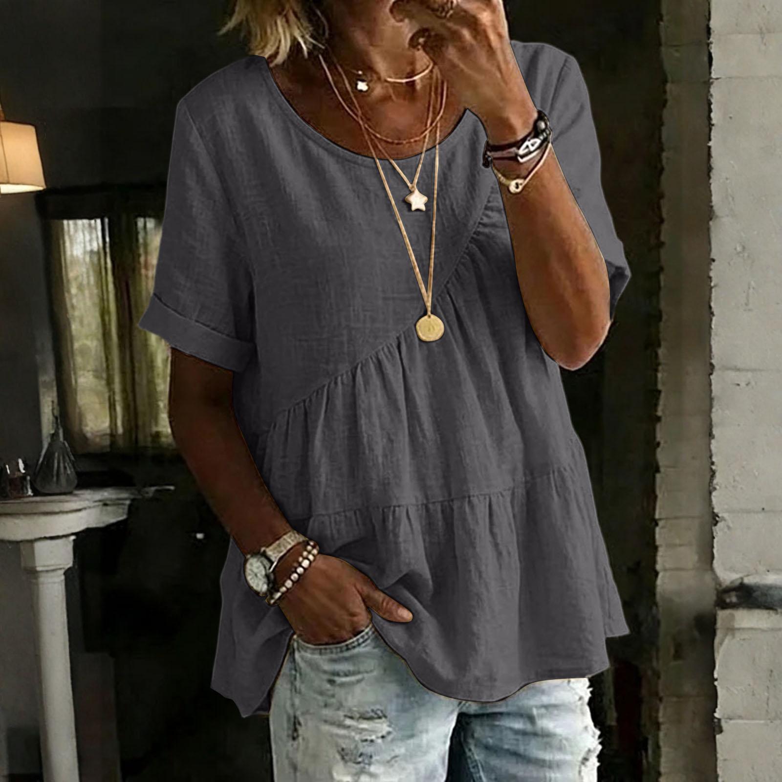 Women s Fashionable Casual Round-Neck Patchwork Short-Sleeve Loose-Fit Top M
Women s Fashionable Casual Round-Neck Patchwork Short-Sleeve Loose-Fit Top M