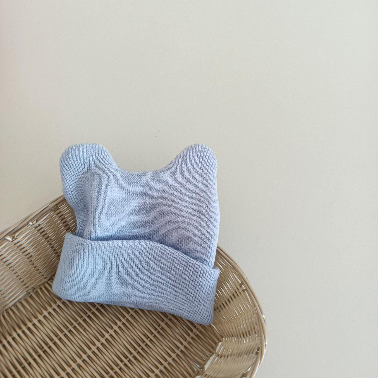 12 цветов, теплая вязаная шапка для девочек и мальчиков, корейская шерстяная шапка с милыми ушками, детские аксессуары светло-синий