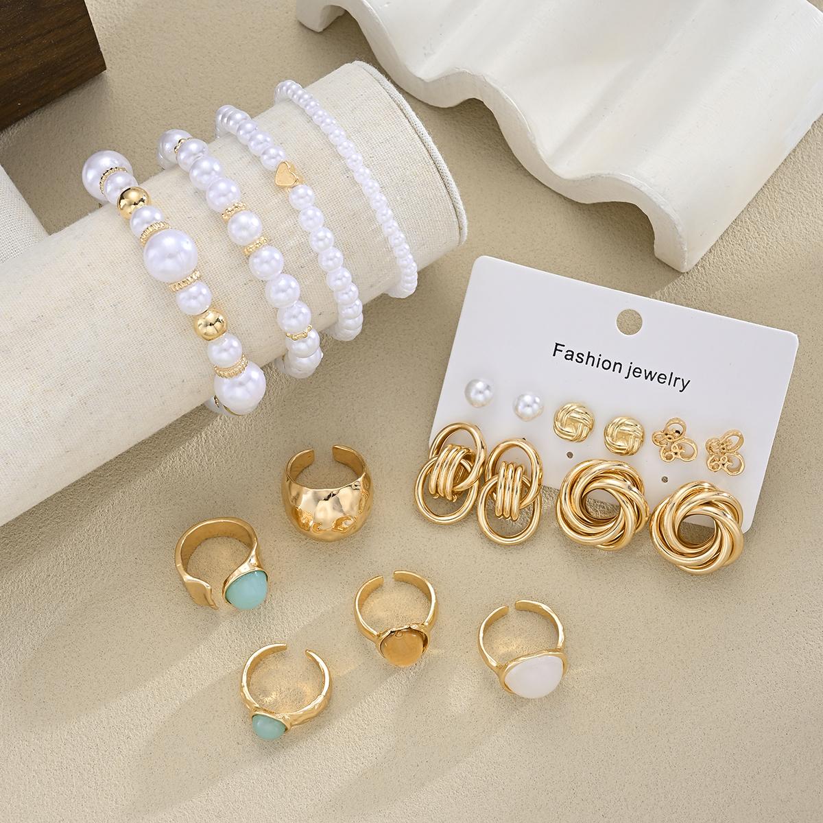 19pcs Vintage Elegant Minimalist 3-In-1 Geometric Stud Earrings Glossy Ring Love Pearl Bracelet Jewelry Set for Women Gifts 2026
19pcs Vintage Elegant Minimalist 3-In-1 Geometric Stud Earrings Glossy Ring Love Pearl Bracelet Jewelry Set for Women Gifts 2026