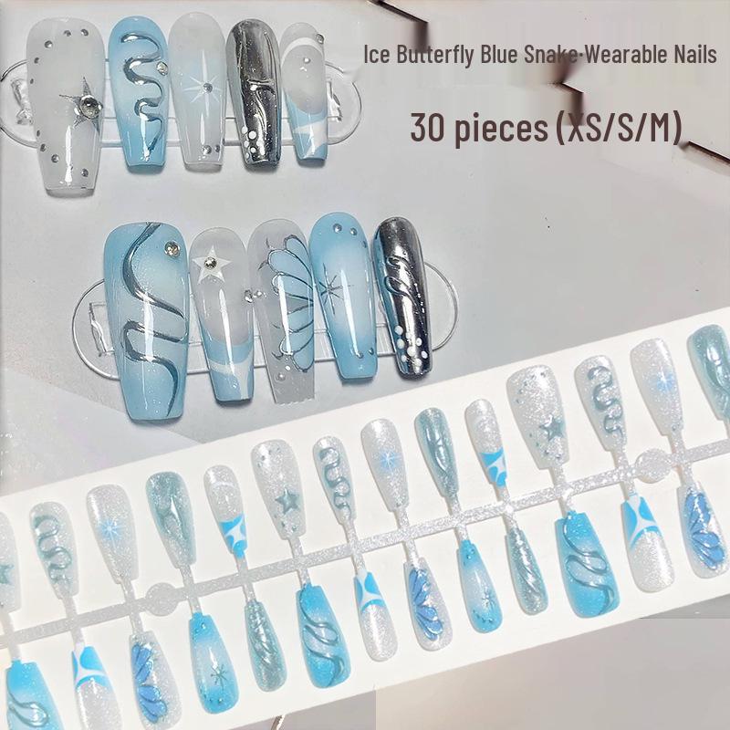 Metallic Blue Butterfly Magic Mirror Press-On Nails with Crystal Cat Eye & Glitter Glacier Blue Y2K Stickers
Metallic Blue Butterfly Magic Mirror Press-On Nails with Crystal Cat Eye & Glitter Glacier Blue Y2K Stickers
