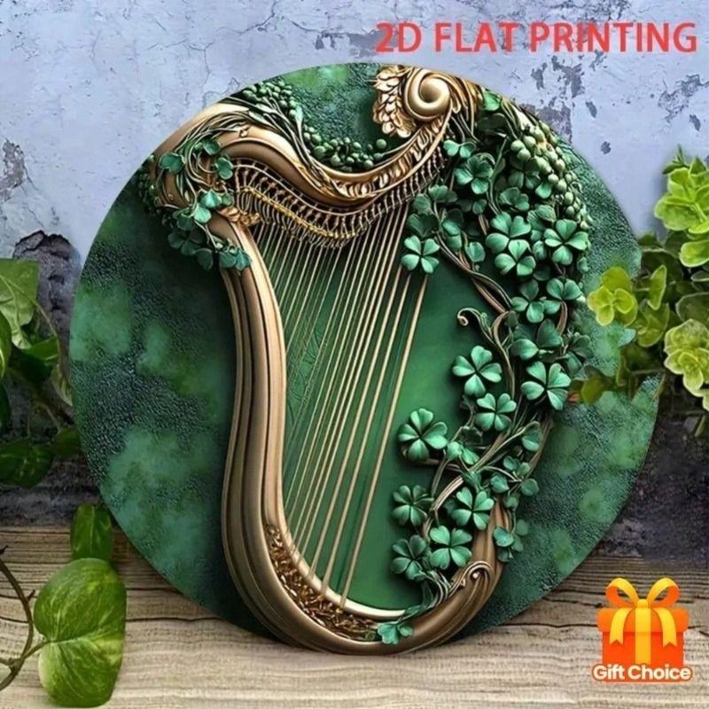 Metal Wall Art Irish Harp Shamrock Vintage Round Aluminum Tin Sign for Living Room
Metal Wall Art Irish Harp Shamrock Vintage Round Aluminum Tin Sign for Living Room