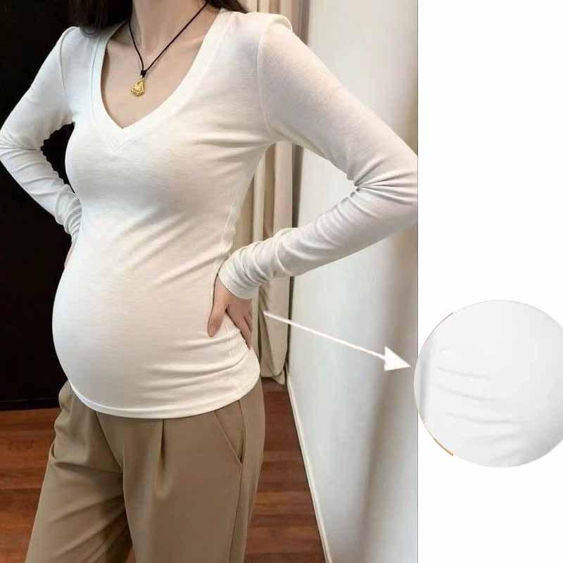 Maternity V-Neck Long Sleeve T-Shirt: Solid Color, Slimming, Versatile, Commuting Style for Spring and Autumn 3XL for 165-185 jin
Maternity V-Neck Long Sleeve T-Shirt: Solid Color, Slimming, Versatile, Commuting Style for Spring and Autumn 3XL for 165-185 jin