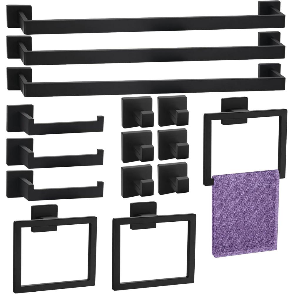 15 Pieces Bathroom Hardware Set, Matte Black Bathroom Accessories Set, Towel Racks for Bathroom, 23.6 Inch Bath Towel Bar Set United States
15 Pieces Bathroom Hardware Set, Matte Black Bathroom Accessories Set, Towel Racks for Bathroom, 23.6 Inch Bath Towel Bar Set United States