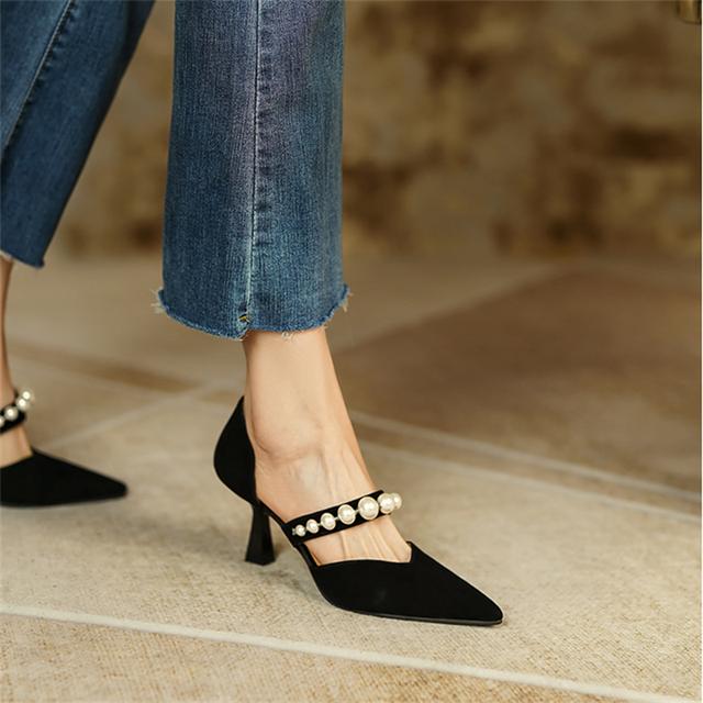 Пикантные женские туфли-лодочки на тонком каблуке, женские замшевые туфли с жемчугом, лаконичные туфли на очень высоком каблуке, женская обувь для свадебной вечеринки, подиумная обувь 39
Пикантные женские туфли-лодочки на тонком каблуке, женские замшевые туфли с жемчугом, лаконичные туфли на очень высоком каблуке, женская обувь для свадебной вечеринки, подиумная обувь 39
