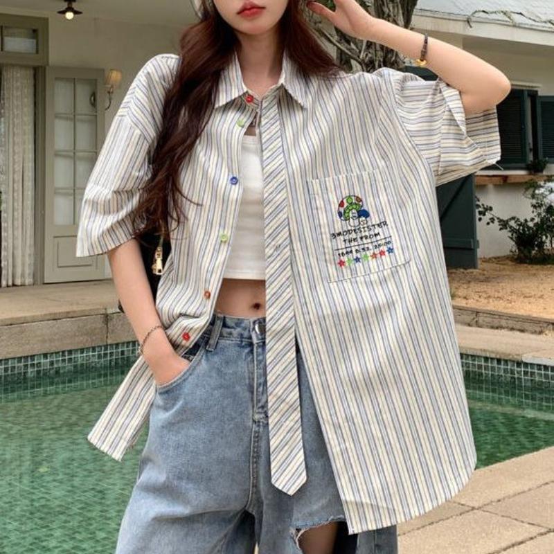 Галстук в стиле колледжа Полосатая женская рубашка Свободная Универсальная Повседневная Рубашка с коротким рукавом Американский Ретро Однобортный Топ XXL
Галстук в стиле колледжа Полосатая женская рубашка Свободная Универсальная Повседневная Рубашка с коротким рукавом Американский Ретро Однобортный Топ XXL