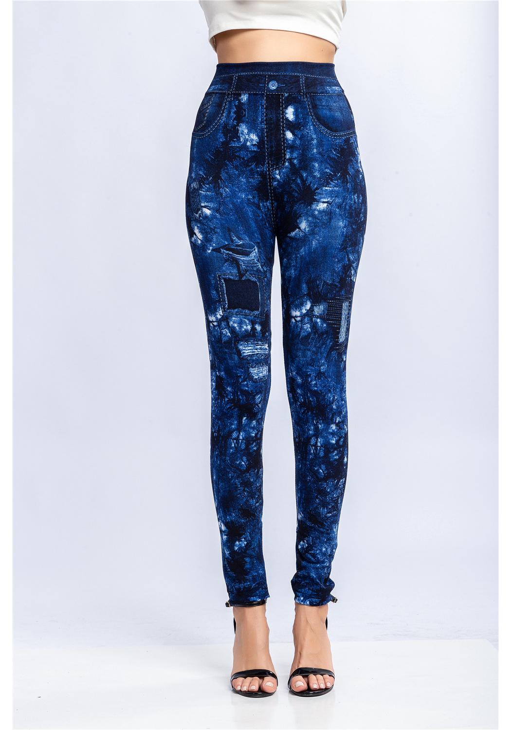 Leaf Print Slimming Hip-Lift Faux Denim Leggings - Breathable, Super Elastic Cropped Pants Extra Small синій
Leaf Print Slimming Hip-Lift Faux Denim Leggings - Breathable, Super Elastic Cropped Pants Extra Small синій
