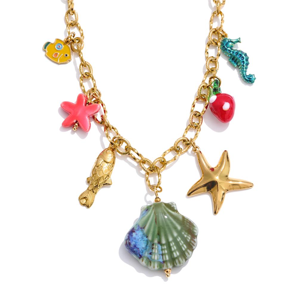 Yhpup 2025 Ocean Style Summer Enamel Ceramic Shell Starfish Pendant Necklace Fashion Trendy Stainless Steel Vacation Jewelry
Yhpup 2025 Ocean Style Summer Enamel Ceramic Shell Starfish Pendant Necklace Fashion Trendy Stainless Steel Vacation Jewelry