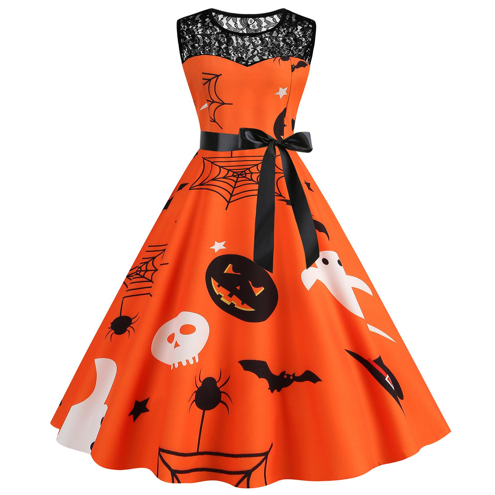 Women s Hepburn-Style Retro Lace Round Neck Sleeveless Halloween Printed Dress XXL
Women s Hepburn-Style Retro Lace Round Neck Sleeveless Halloween Printed Dress XXL