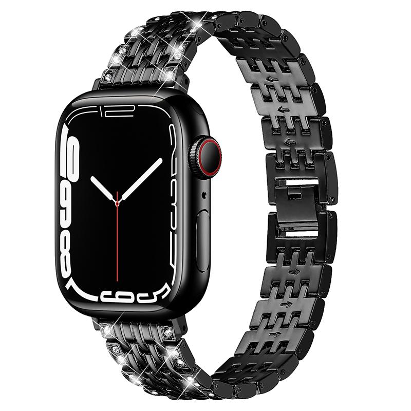 2 Rows Rhinestones Decor Replacement Metal Watchband Wrist Strap for Apple Watch Series 9/8/7 41mm/6/5/4/SE (2023)/SE(2022)/SE 40mm/3/2/1 38mm Black
2 Rows Rhinestones Decor Replacement Metal Watchband Wrist Strap for Apple Watch Series 9/8/7 41mm/6/5/4/SE (2023)/SE(2022)/SE 40mm/3/2/1 38mm Black