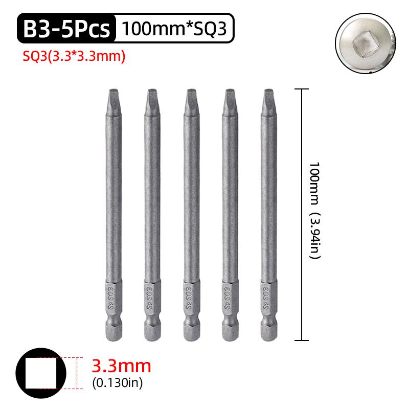 Набір магнітних квадратних викруток S2 Сталеві викрутки Внутрішня чотирикутна викрутка 1/4 дюйма Шестигранний ручний інструмент SQ1 2 3
Набір магнітних квадратних викруток S2 Сталеві викрутки Внутрішня чотирикутна викрутка 1/4 дюйма Шестигранний ручний інструмент SQ1 2 3