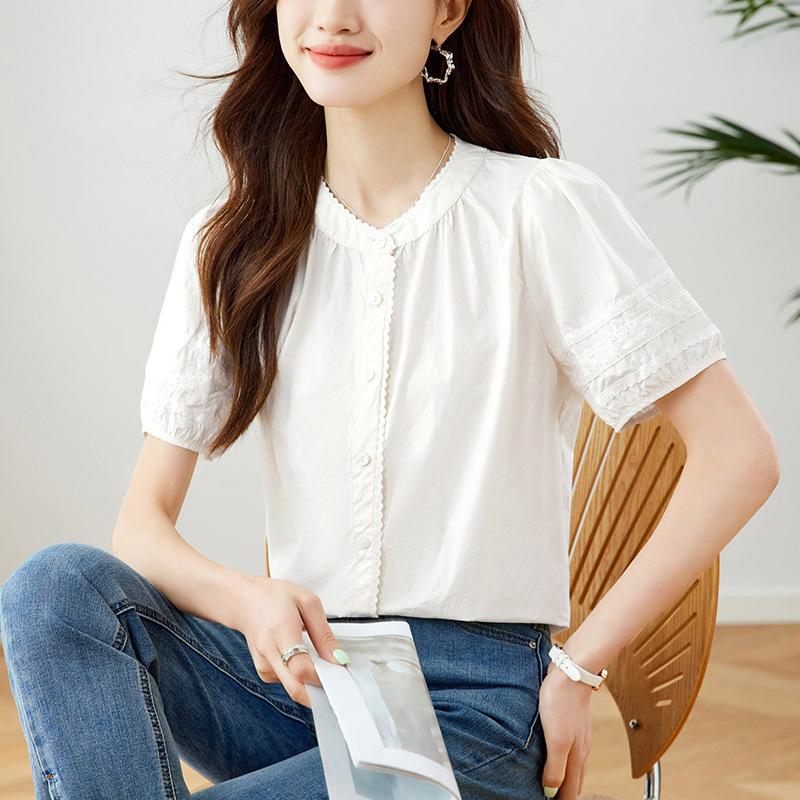 Кружевная блузка с короткими рукавами и круглым вырезом для лета Новая для работы Сладкий стиль Нишевый шик Топ XL
Кружевная блузка с короткими рукавами и круглым вырезом для лета Новая для работы Сладкий стиль Нишевый шик Топ XL