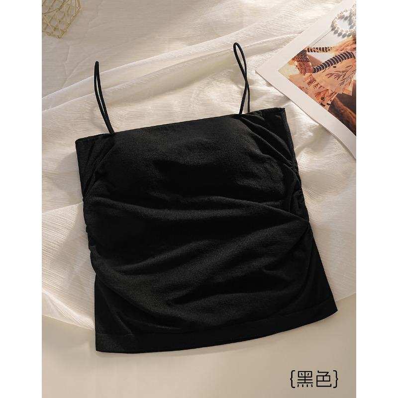 Black Ruched Camisole with Built in Bra and Thin Straps onesize чорний
Black Ruched Camisole with Built in Bra and Thin Straps onesize чорний