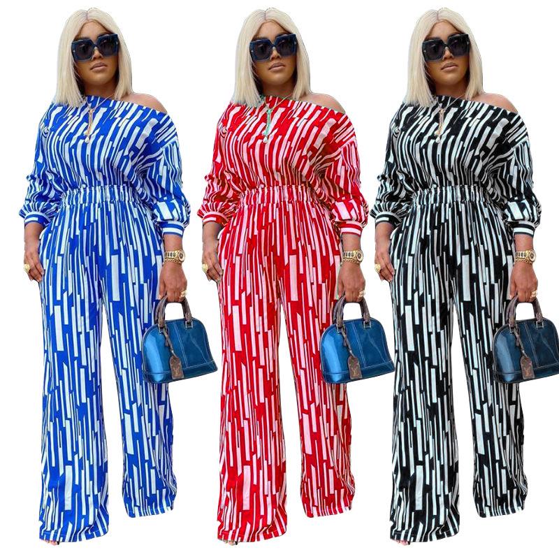 European & American Plus Size Women s Striped Print Long Sleeve Off-Shoulder Casual Fashion Set 2XL
European & American Plus Size Women s Striped Print Long Sleeve Off-Shoulder Casual Fashion Set 2XL