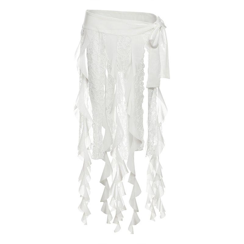 # Sisjuly# Korean style Lace Stitching Irregular Jellyfish Ribbon Skirt Women s Lace-up Design All-Match Waist Seal White A
# Sisjuly# Korean style Lace Stitching Irregular Jellyfish Ribbon Skirt Women s Lace-up Design All-Match Waist Seal White A