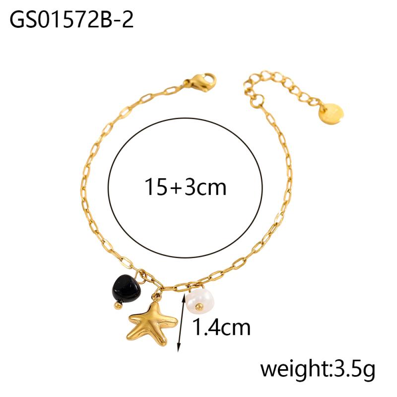 CARLIDANA Vacation Ocean Style Fashion Scallop Starfish Pearl Gold Plated Waterproof Stainless Steel Charm Bracelet Jewelry as photo
CARLIDANA Vacation Ocean Style Fashion Scallop Starfish Pearl Gold Plated Waterproof Stainless Steel Charm Bracelet Jewelry as photo