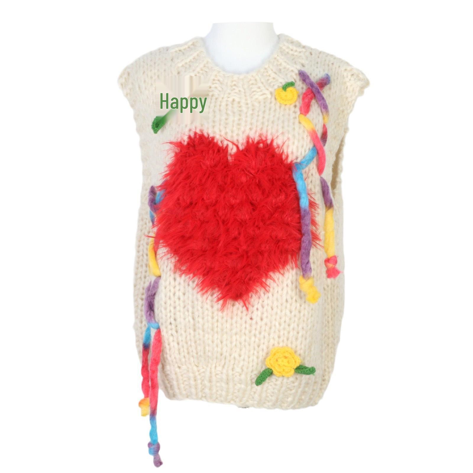 Sweet Temperament Handmade Chunky Knit Heart Flower Sleeveless Sweater Vest for Women S
Sweet Temperament Handmade Chunky Knit Heart Flower Sleeveless Sweater Vest for Women S