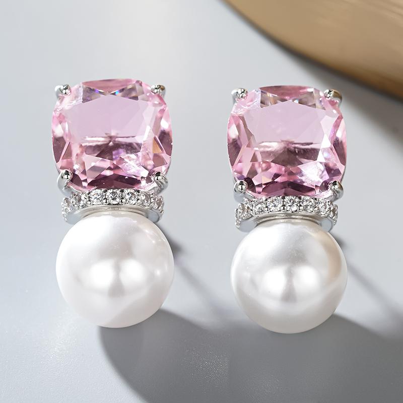 Huitan Gorgeous Women Imitation Pearl Drop Earrings Inlaid Bright Pink CZ Fashion Accessories for Wedding Party Noble Zircon
Huitan Gorgeous Women Imitation Pearl Drop Earrings Inlaid Bright Pink CZ Fashion Accessories for Wedding Party Noble Zircon