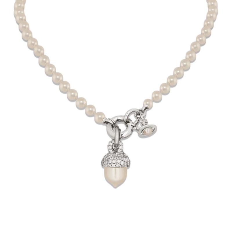 Vivienne Westwood Lucille Saturn Pinecone Design Faux Pearl Necklace Unisex necklace Silver 63010147-02P373 Basic Packaging-Dust Bag+Box
Vivienne Westwood Lucille Saturn Pinecone Design Faux Pearl Necklace Unisex necklace Silver 63010147-02P373 Basic Packaging-Dust Bag+Box