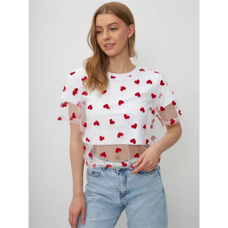 Summer Heart Mesh Splicing Color Block T Shirt For Women Faux Two Piece European And American Style Cotton Short Top Pullover Casual TShirt L/XL чорний
Summer Heart Mesh Splicing Color Block T Shirt For Women Faux Two Piece European And American Style Cotton Short Top Pullover Casual TShirt L/XL чорний