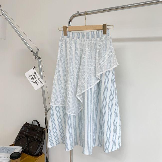Women s Summer Blue Striped Lace A-Line Midi Skirt - Vintage Artsy Style Elastic High-Waist & Slim-Fit Silhouette XL
Women s Summer Blue Striped Lace A-Line Midi Skirt - Vintage Artsy Style Elastic High-Waist & Slim-Fit Silhouette XL