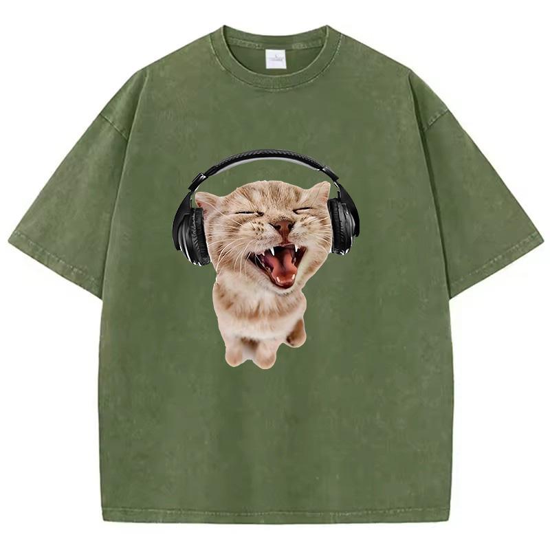 Retro Washed Cotton TShirt Music Cat Vintage Top Tee Casual Streetwear Men Women Unisex T Shirt S
Retro Washed Cotton TShirt Music Cat Vintage Top Tee Casual Streetwear Men Women Unisex T Shirt S