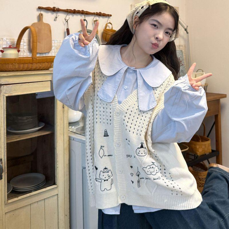 Women s Clothing for Fat Girls, Spring Korean Style Loose-Fitting Slimming Doll Collar Long-Sleeved Shirt, Embroidered Vest, Jeans Three-Piece Set Shirt + Vest XL
Women s Clothing for Fat Girls, Spring Korean Style Loose-Fitting Slimming Doll Collar Long-Sleeved Shirt, Embroidered Vest, Jeans Three-Piece Set Shirt + Vest XL